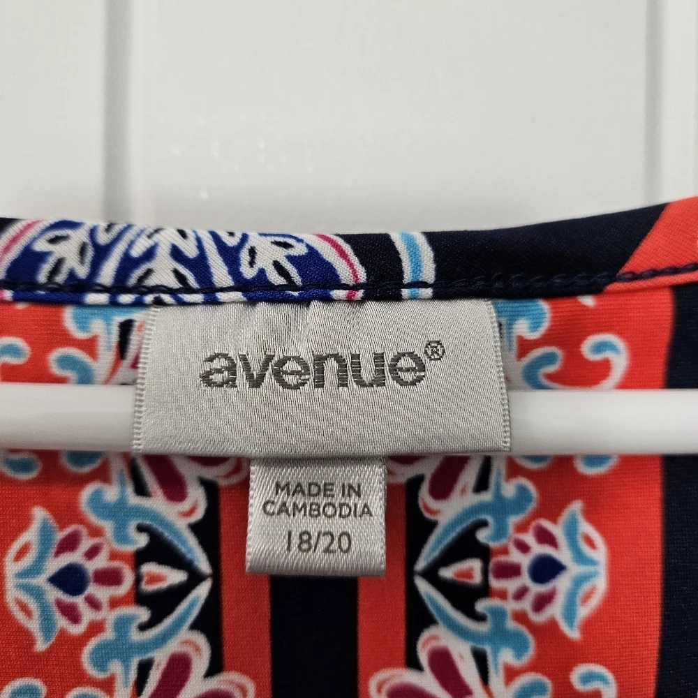 Avenue Boho Sleeveless Top - Orange and Blue - Plus Size 18/20 - Picture 5 of 5